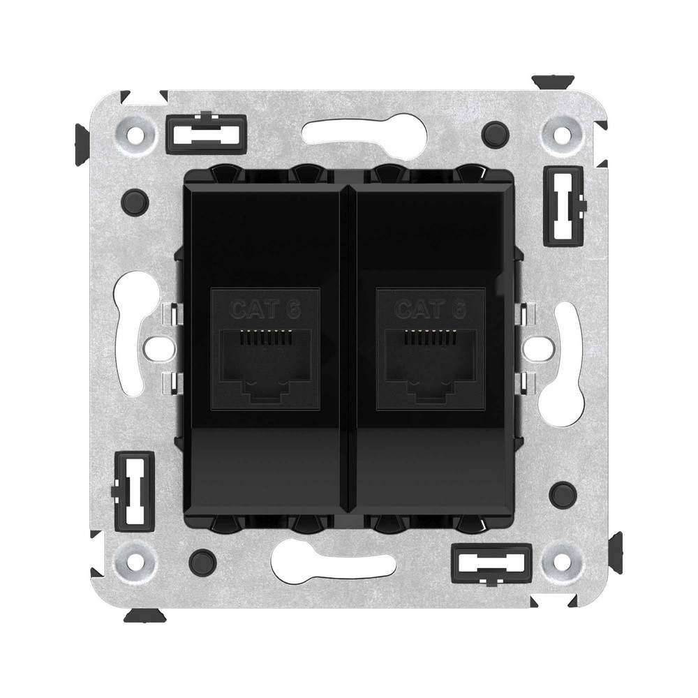 DKC Avanti механизмы Черный квадрат Компьютерная розетка DKC Avanti RJ-45 без шторки в стену кат.6 двойная "Черный квадрат" 4402694
