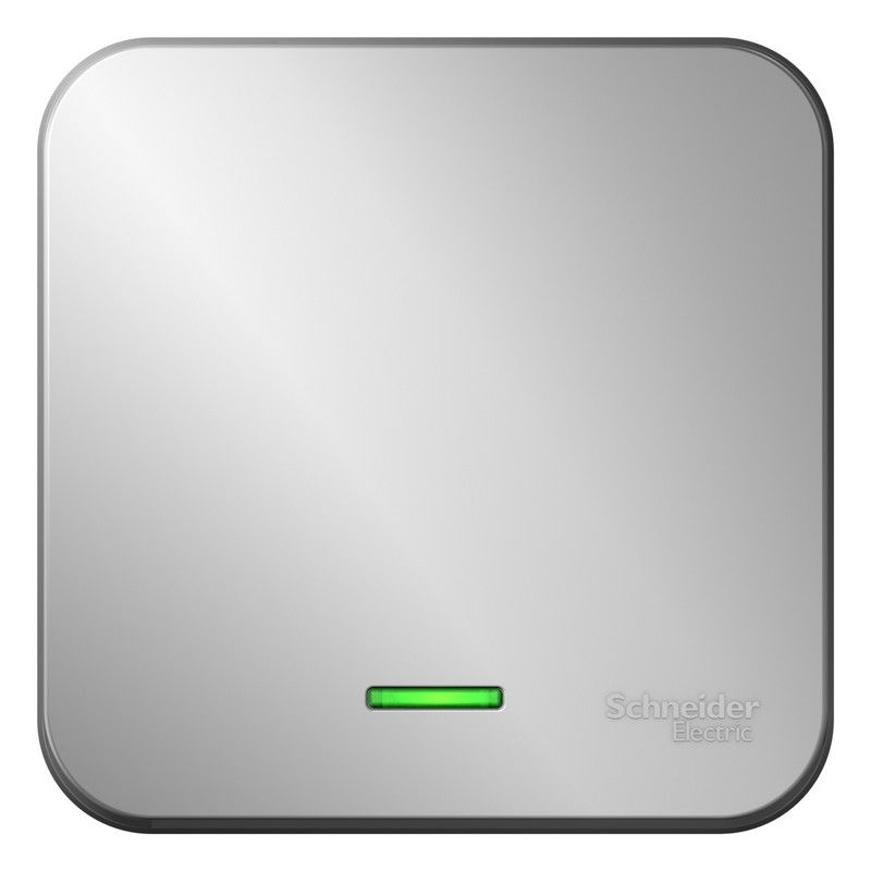 Blanca алюминий розетки и выключатели Выключатель SE Blanca 1-клавишный Алюминий наружный с подсветкой изолир. пластина BLNVA101113