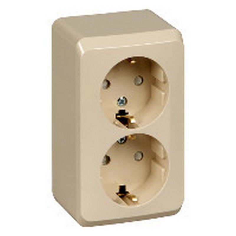Этюд Кремовый Розетка 2-ая Systeme Electric Этюд наружный Бежевый с/з со шторками PA16-008K