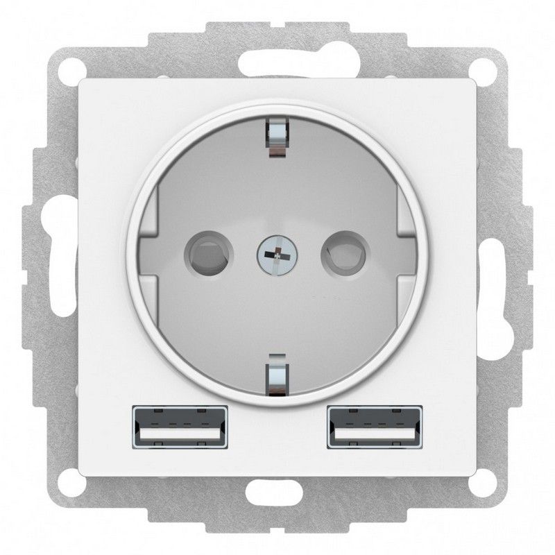 AtlasDesign Белый Розетка USB Systeme Electric AtlasDesign Белый SO + A+A 5В/24А 2х5В/12А механизм ATN000130