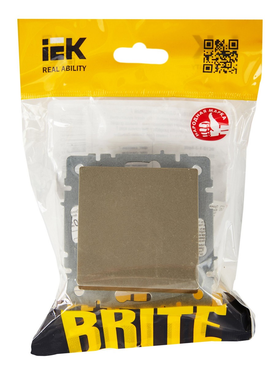IEK Brite Шампань Выключатель IEK BRITE 1-клавишный перекрестный 10А ВС10-1-3-БрШ шампань BR-V13-0-10-K37