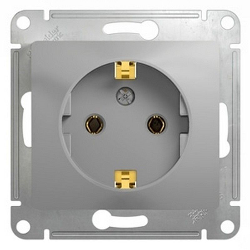 Glossa Алюминий Розетка Systeme Electric Glossa Алюминий с заземлением GSL000343