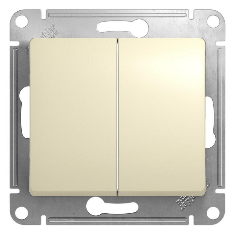 Выключатель Systeme Electric Glossa Бежевый 2-клавишный, сх.5 GSL000251
