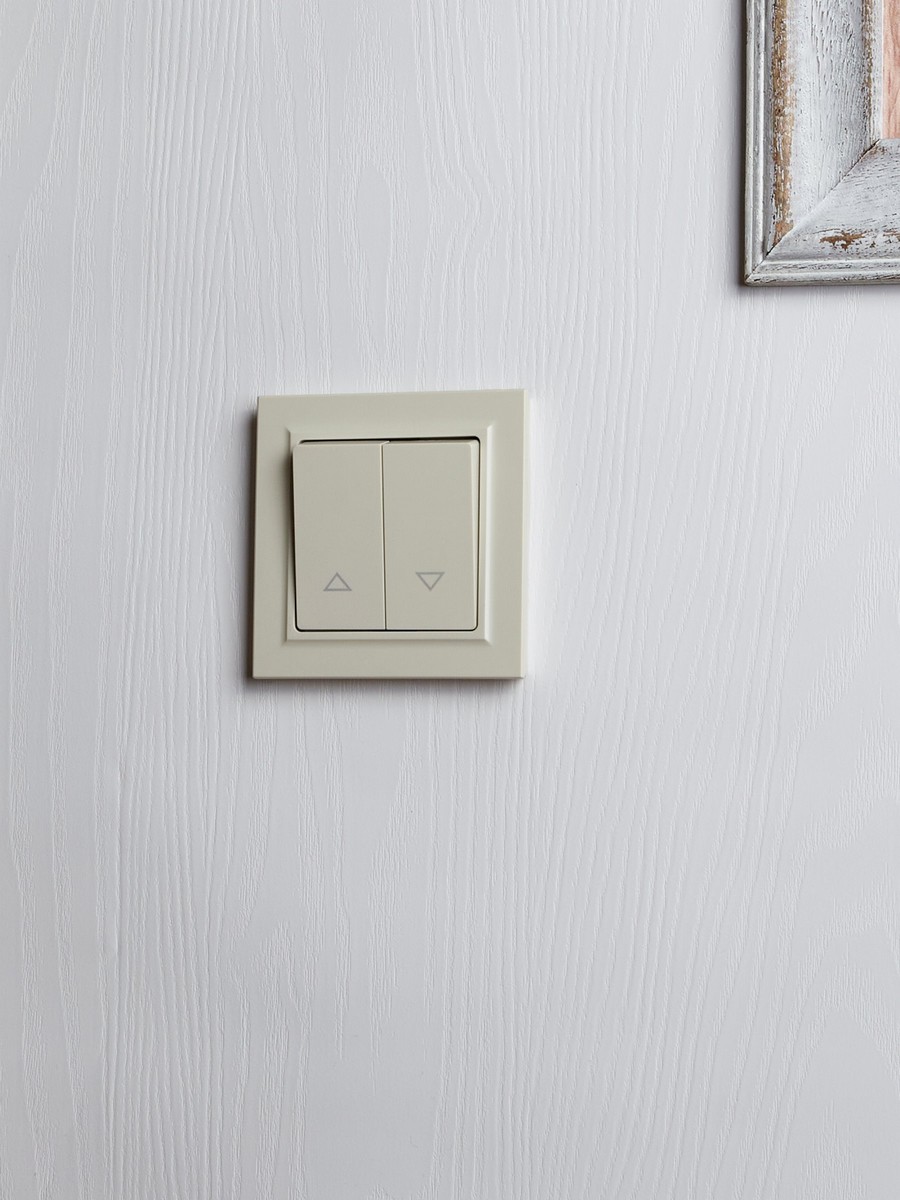 IEK Brite Бежевый Выключатель IEK BRITE жалюзи 10А ВС10-1-5-БрКр бежевый BR-V15-0-10-K10