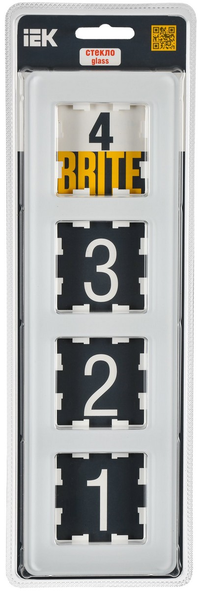 IEK Brite Рамки Рамка IEK BRITE DECOR Белый матовый стекло скругл.угол 4-м РУ-4-2-Бр RE BR-M42-G-41-K01