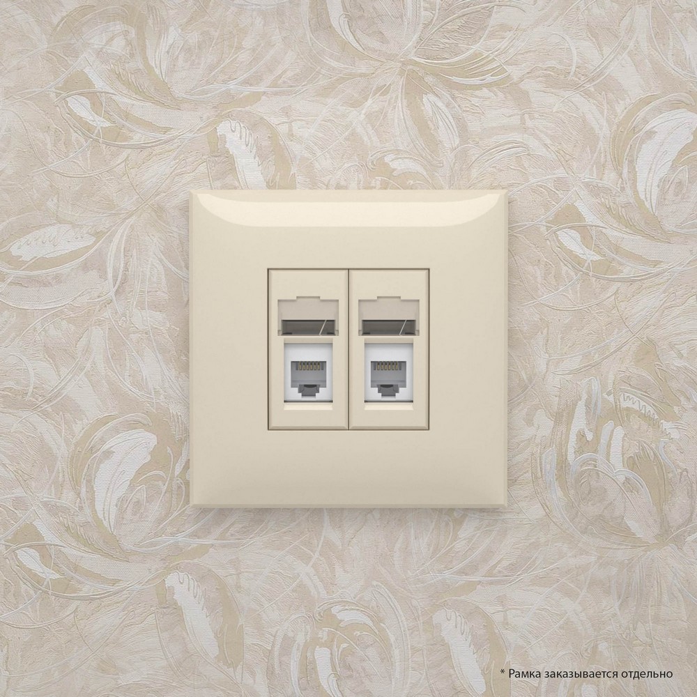 DKC Avanti механизмы Ванильная дымка Телефонная розетка DKC Avanti RJ-12 в стену двойная "Ванильная дымка" 4405314