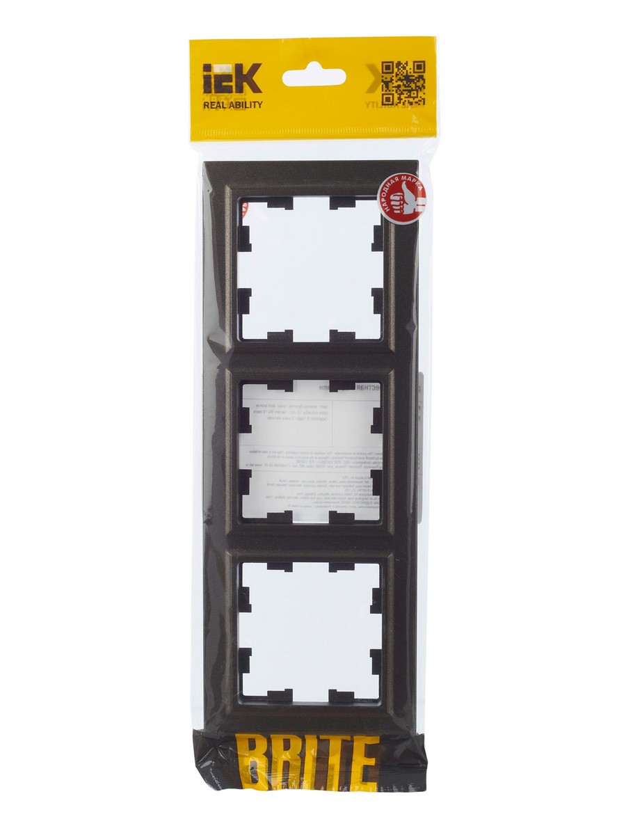 IEK Brite Рамки Рамка IEK BRITE 3-местная РУ-3-БрТБ темная бронза BR-M32-K45