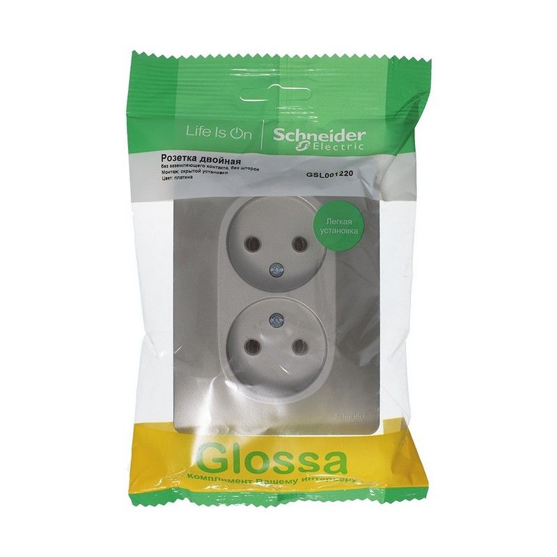 Glossa Платина Розетка Systeme Electric Glossa Платина 2-ая б-з (в сборе) GSL001220
