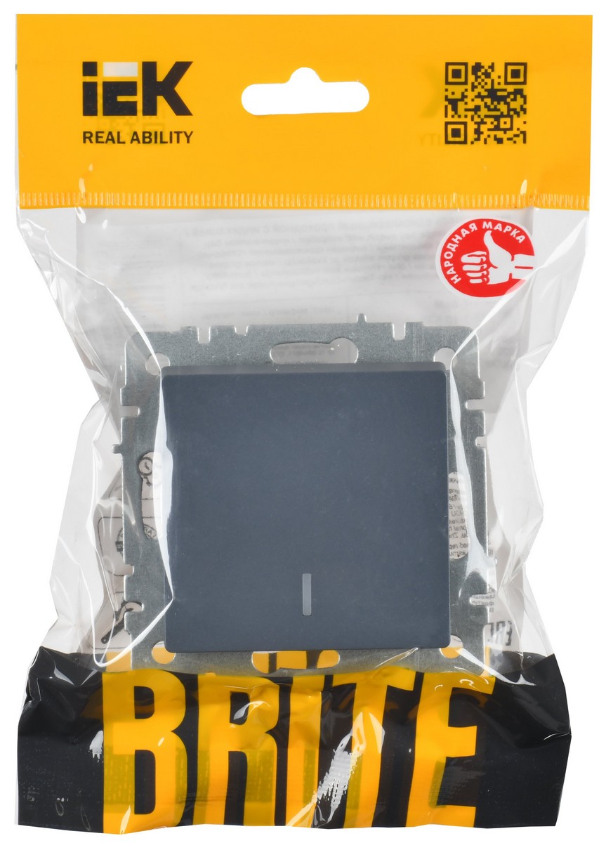 IEK Brite Маренго Выключатель IEK BRITE BASE Маренго 1-кл. прох. с инд. 10А ВС10-1-7-БрМ BR-V12-1-10-K35