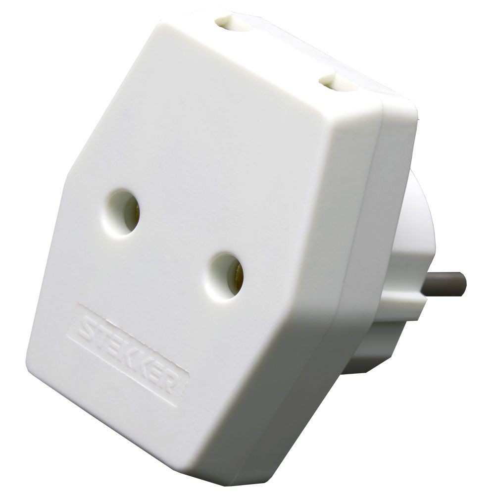 Колодки и удлинители, тройники Разветвитель сетевой 3-местный компактный б/з STEKKER ADP10-16-20 250В 10A IP20 белый 39006