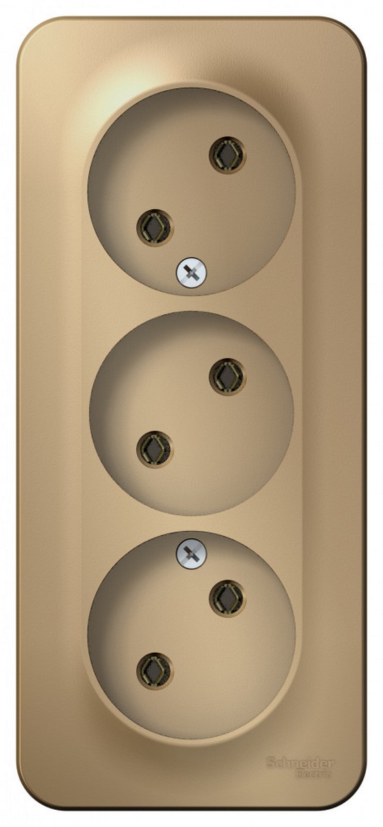 Blanca титан розетки и выключатели Розетка SE Blanca 3-ая Титан наружный б/з без шторок изолир. пластина BLNRA000314