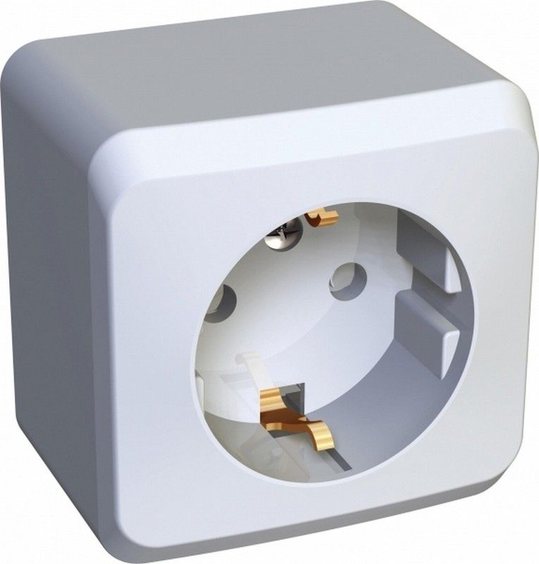 Этюд Белый Розетка 1-ая Systeme Electric Этюд наружный Белый с/з со шторками PA16-004B