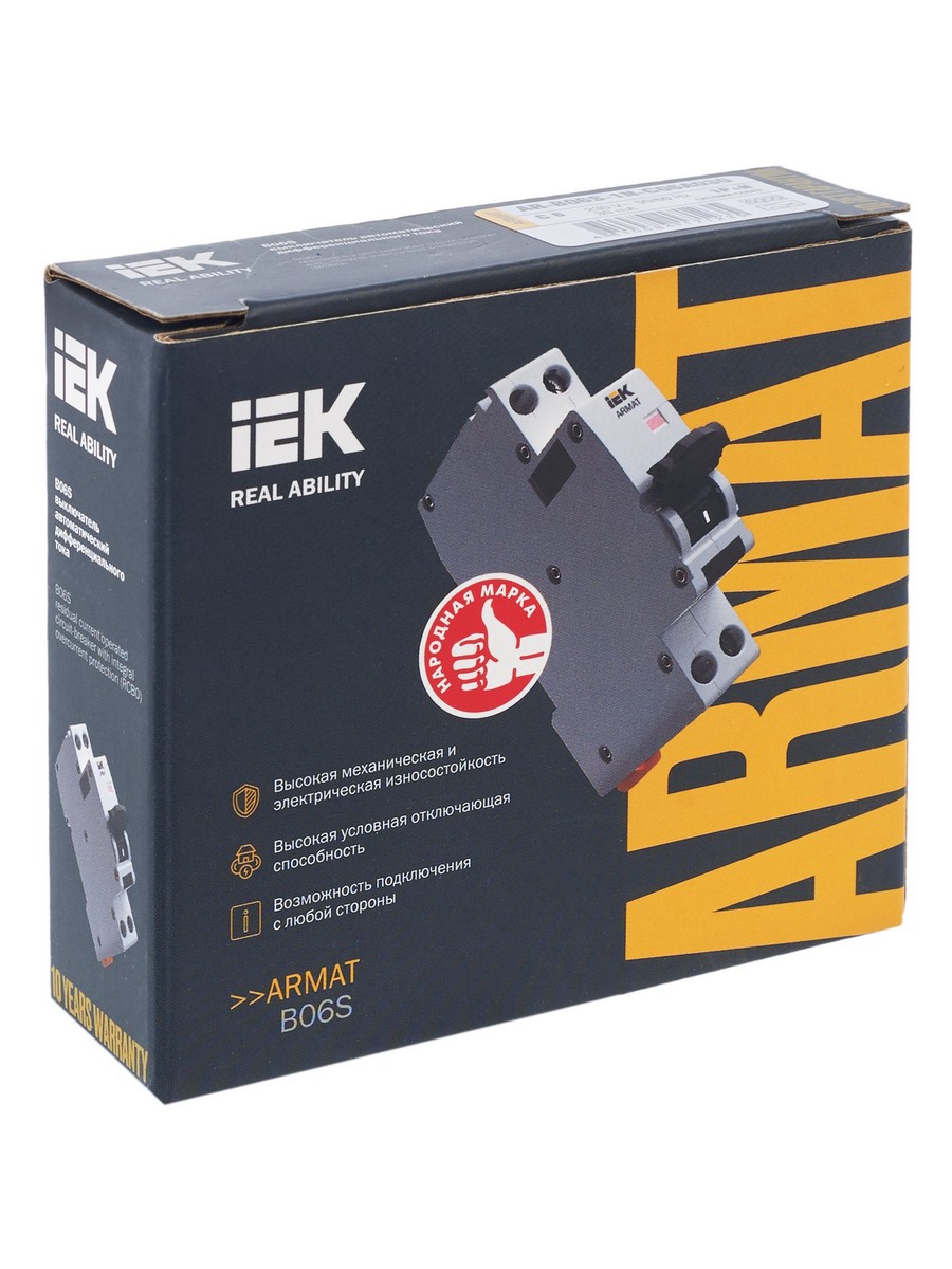 IEK АВДТ Дифф. Автомат IEK ARMAT B06S 1P+NP C6 30мА тип A (18мм) AR-B06S-1N-C06A030 