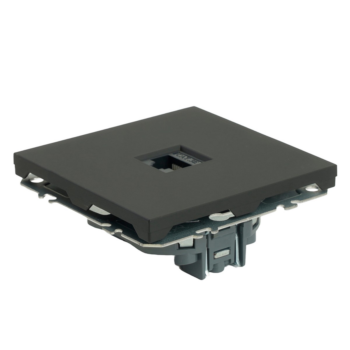 Эмили - Розетки и выключатели Stekker Розетка компьютерная 1-ая RJ-45 STEKKER Эмили RST00-5117-05 черный уголь soft touch 49847