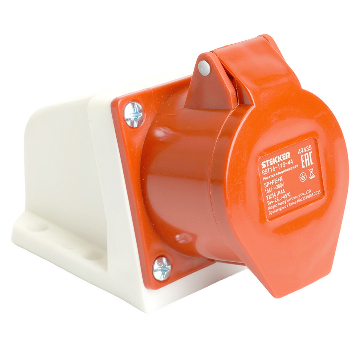 Силовые разъемы и вилки Розетка STEKKER стационарная ST-115 16А 380В 3P+PE+N IP44 RST16-115-44 49435