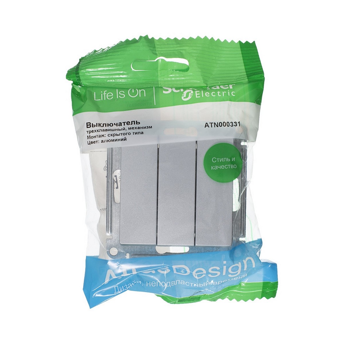 AtlasDesign Алюминий Выключатель 3-клавишный Systeme Electric AtlasDesign Алюминий ATN000331