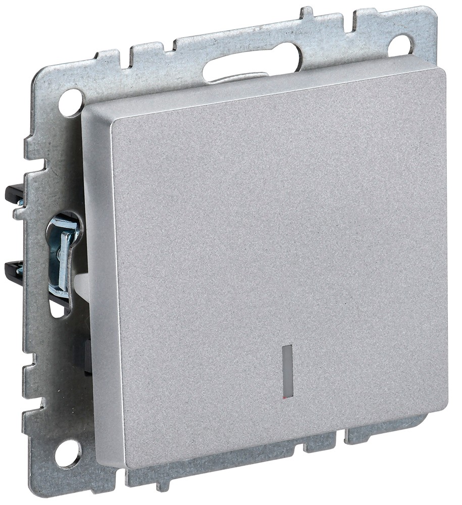 IEK Brite Алюминий Выключатель IEK BRITE 1-клавишный с индикацией 10А ВС10-1-1-БрА алюминий BR-V10-1-10-K47