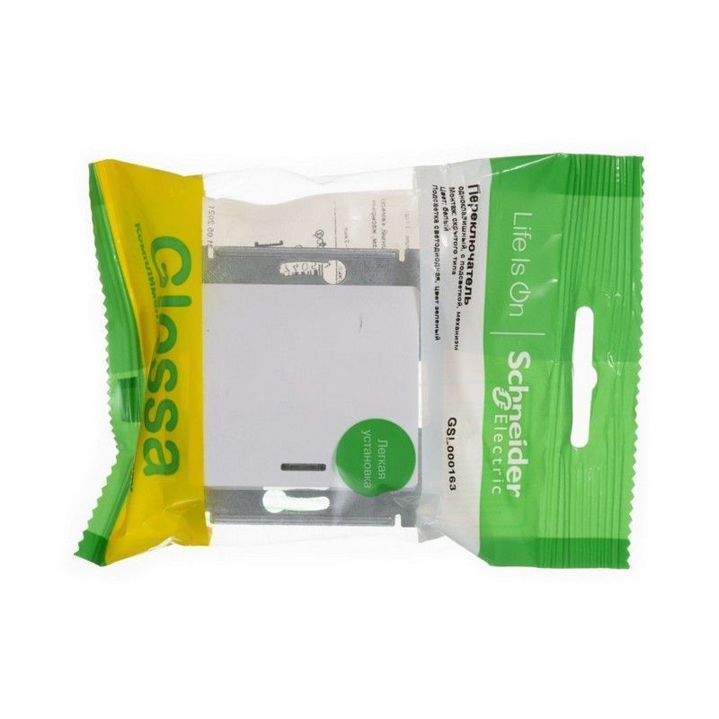 Glossa Белый Переключатель Systeme Electric Glossa Белый 1-клавишный с подсветкой, сх.6а GSL000163