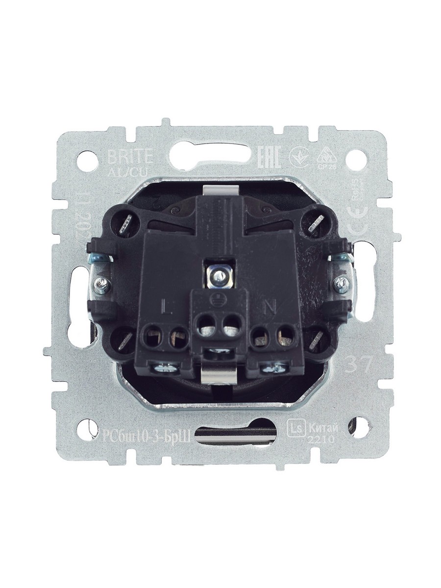 IEK Brite Шампань Розетка IEK BRITE с/з с шторками и крышкой 16А IP20 РСбш10-3-БрШ шампань BR-R16-16-K37