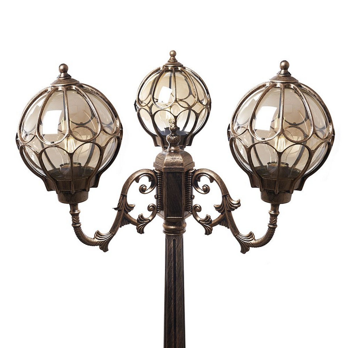 Уличные светильники столб Светильник садово-парковый Feron PL3809 круглый столб 3*60W 230V E27 черное золото 11390 
