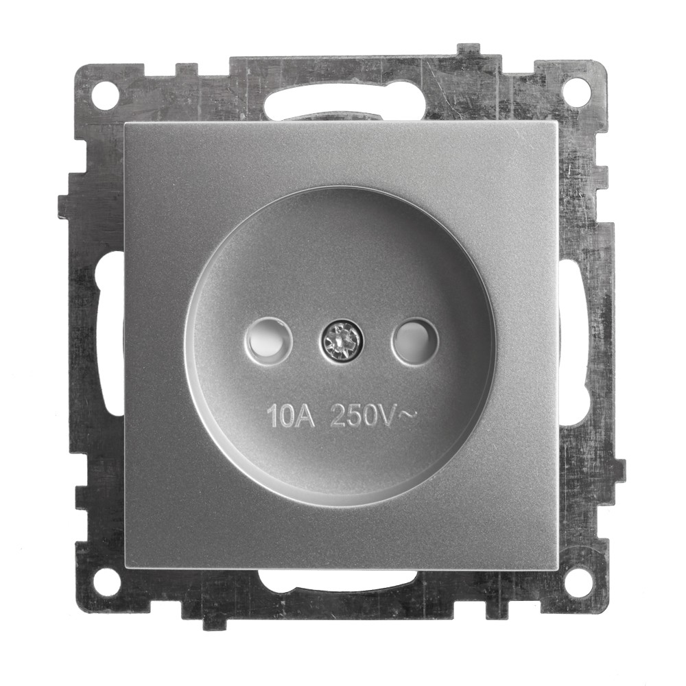 Катрин - Розетки и выключатели Stekker Розетка 1-местная б/з STEKKER GLS10-7109-03 250V 10А с защ. шторкой Катрин серебро 39581