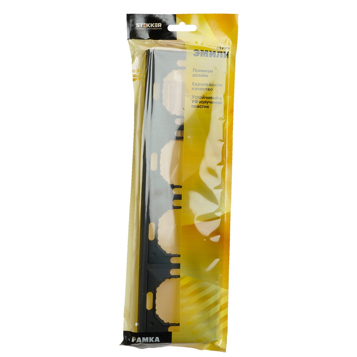 Эмили - Розетки и выключатели Stekker Рамка 4-ая STEKKER Эмили PFR00-5004-05 черный уголь soft touch 49861