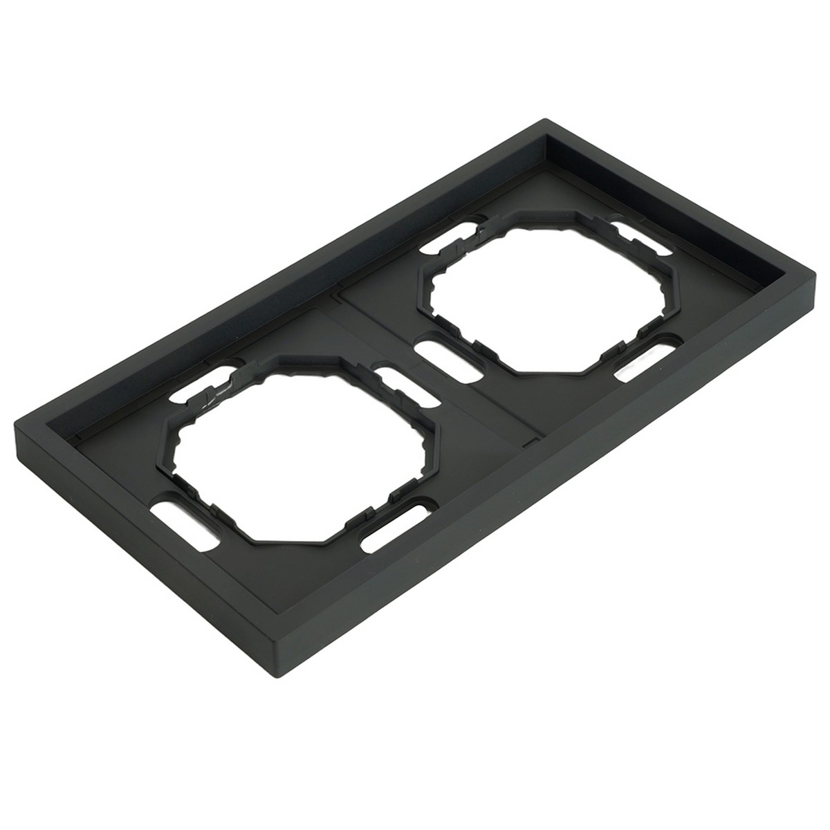 Эмили - Розетки и выключатели Stekker Рамка 2-ая STEKKER Эмили PFR00-5002-05 черный уголь soft touch 49859