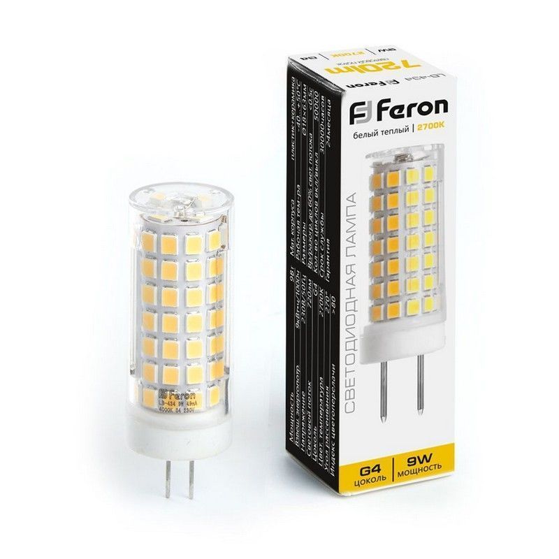 G4 Лампа светодиодная Feron LB-434 G4 9W 2700K 38143 
