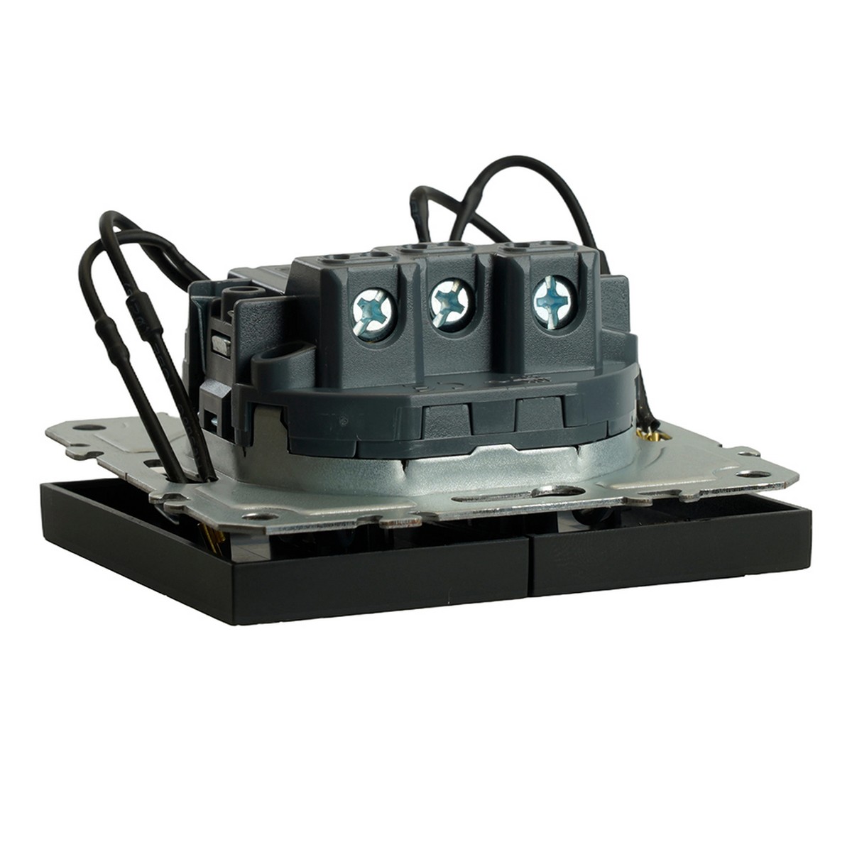 Эмили - Розетки и выключатели Stekker Выключатель 2-клавишный c индикатором STEKKER Эмили RSW10-5102-05 черный уголь soft touch 49838