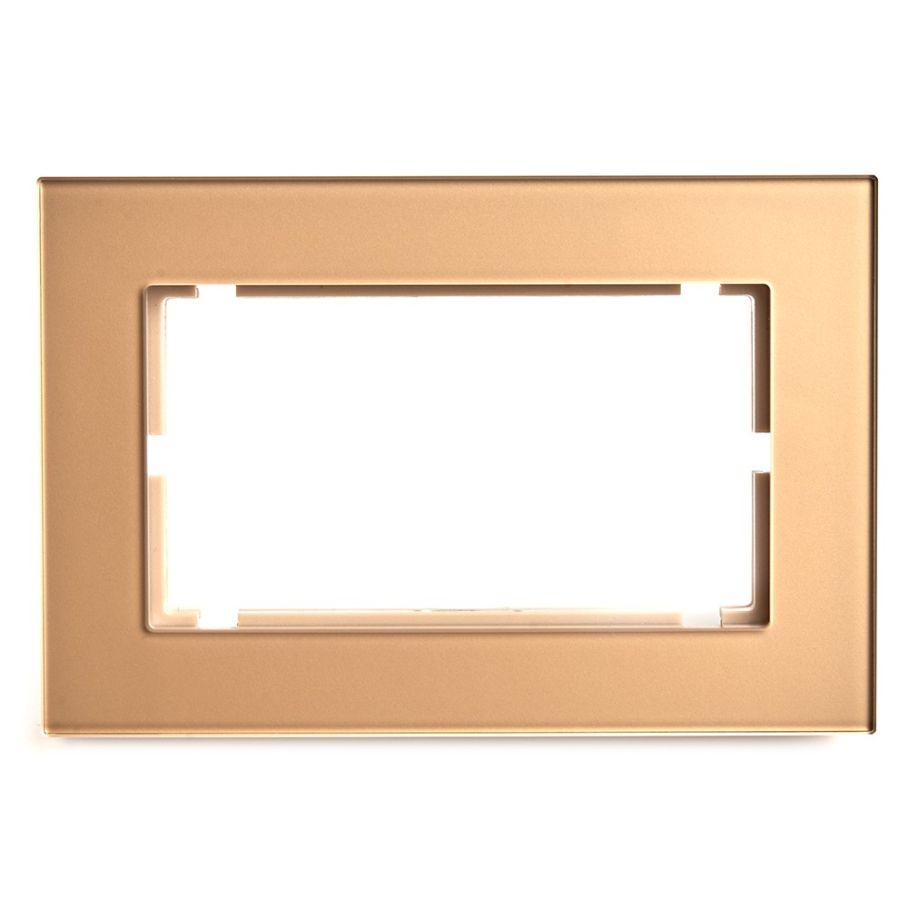 Катрин - Розетки и выключатели Stekker Рамка 2-местная (без перемычки) стекло STEKKER GFR00-7012-08 серия Катрин золото 49042