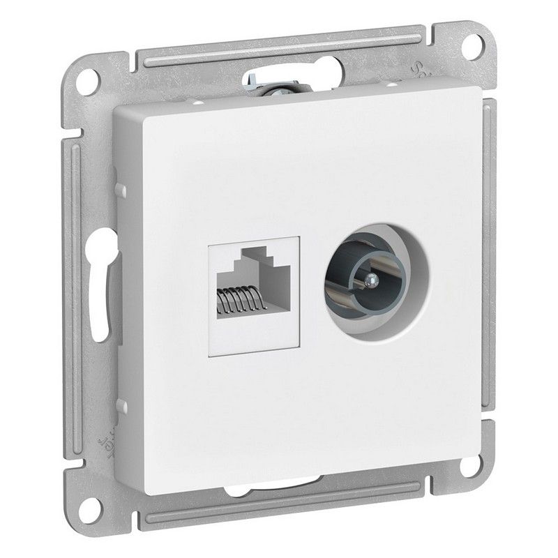 AtlasDesign Белый Розетка ТВ+комп Systeme Electric AtlasDesign белый двойная RJ45, кат. 5Е ATN000189