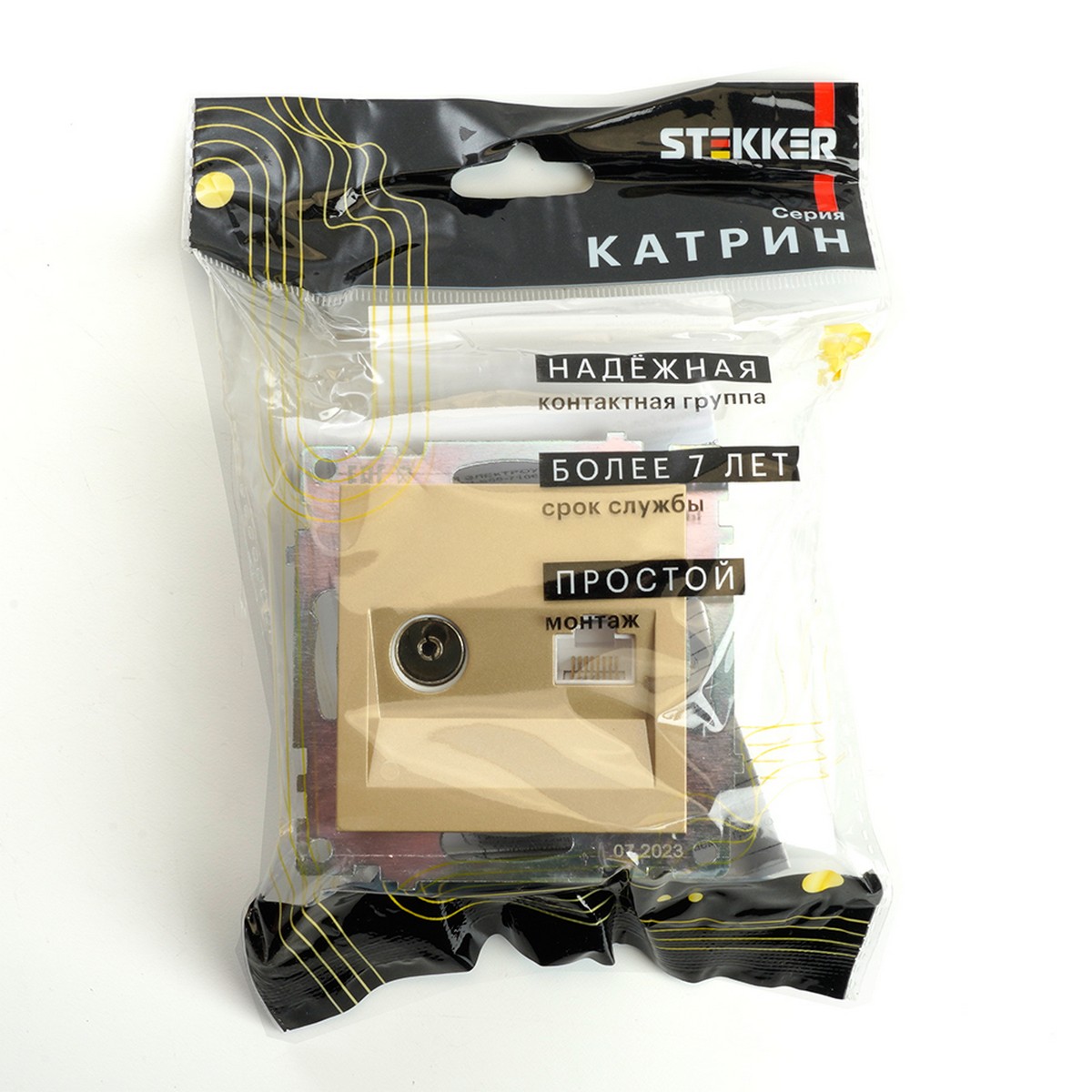 Катрин - Розетки и выключатели Stekker Розетка TV + компьютерная RJ-45 STEKKER GLS00-7106-08 Катрин золото 49230
