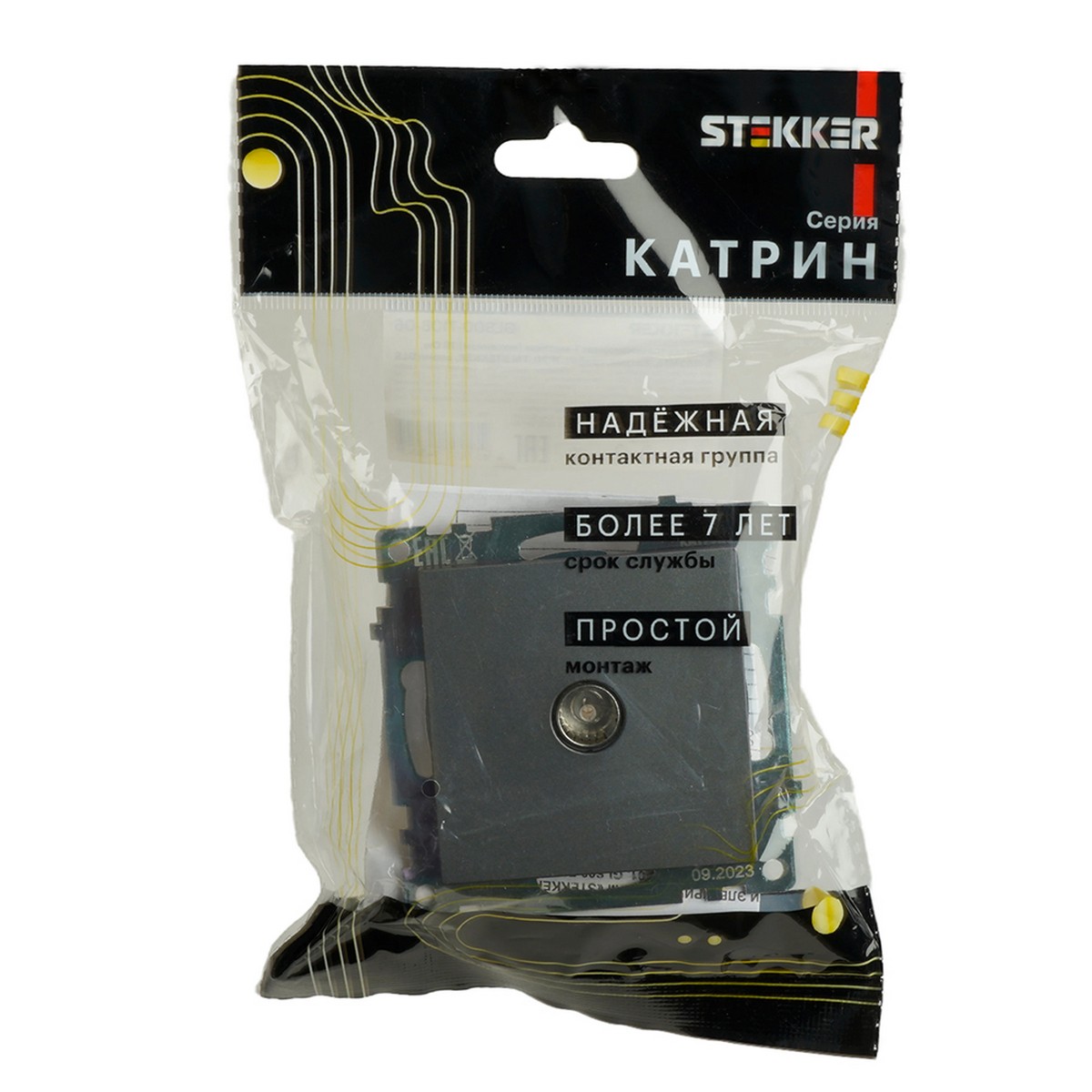 Катрин - Розетки и выключатели Stekker Розетка телевизионная 1-местная STEKKER GLS00-7108-06 75 Ом 5-862МГц Катрин графит 49419