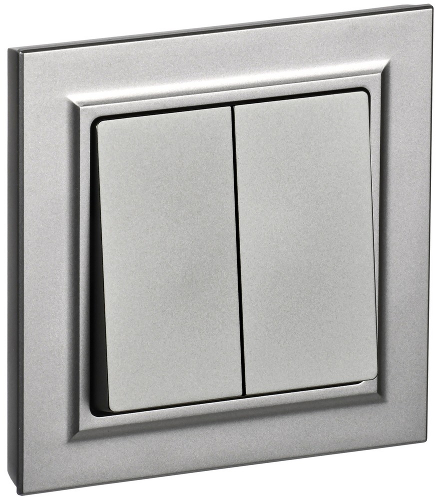 IEK Brite Сталь Выключатель IEK BRITE Сталь 2-кл. 10А в сборе ВСР10-2-0-БрС BR-V20-0-10-K46-F