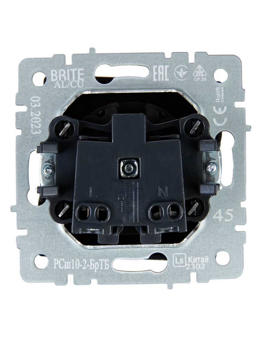 IEK Brite Бронза Розетка IEK BRITE BASE Темн.бронза без з/к с з/ш 10А РСш10-2-БрТБ BR-R13-10-K45