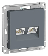 Розетка компьютерная Systeme Electric AtlasDesign Грифель двойная RJ45+RJ45, кат.5E, ATN000785
