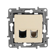 Розетка телефон + компьютер Legrand Etika слоновая кость (RJ11+RJ45) 5 кат. UTP 672352