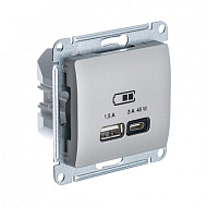 Розетка USB Systeme Electric Glossa Платина A + тип-C 45W высокоскор.заряд. QC, PD, мех. GSL001229